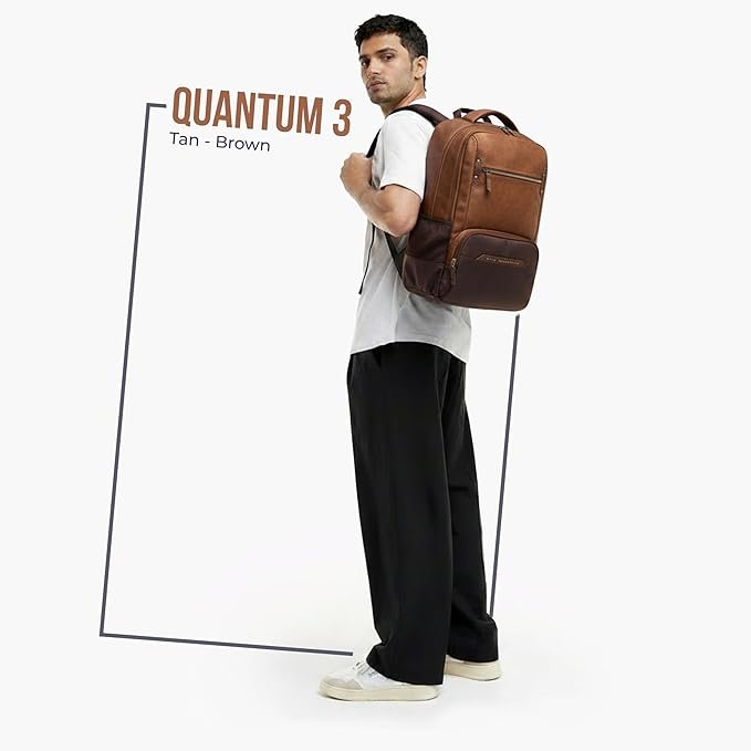 ear Quantum 3 18"/29L Antitheft Large Faux Leather Water Resistant Laptop backpack with Raincover/Laptop backpack/Casual - Image 3