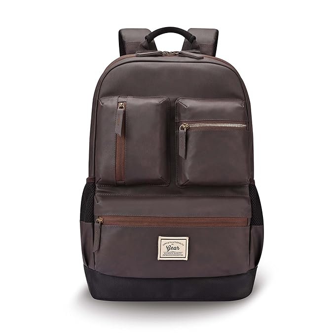 Gear Vintage Boxy 18"/26L Medium Faux Leather Water Resistant Laptop Backpack/Casual Bag/Daypack/Travel