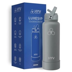 HYV LuxeSip Insulated Water Bottle 1 Litre | Stainless Steel Sipper Bottle for Adults & Kids | Hot & Cold Flask for Gym, Office, Travel